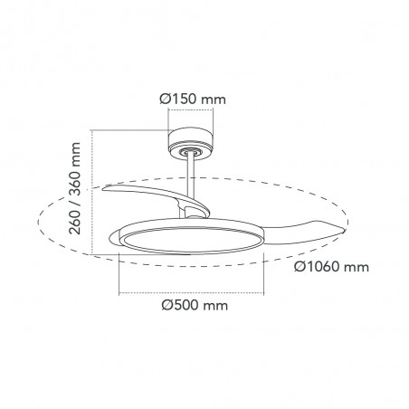 Ventilateur LED pales pliantes Mince CCT Dim (36W)