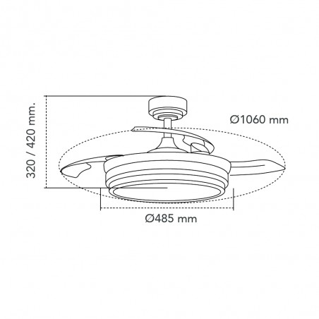 Ventilateur LED pales pliantes Lander CCT Dim (72W)