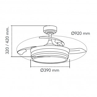 Ventilateur LED pales pliantes Lander Mini CCT Dim (46W)