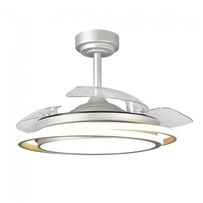 Ventilateur LED avec pales pliantes Antila Argent CCT Dim (60W)