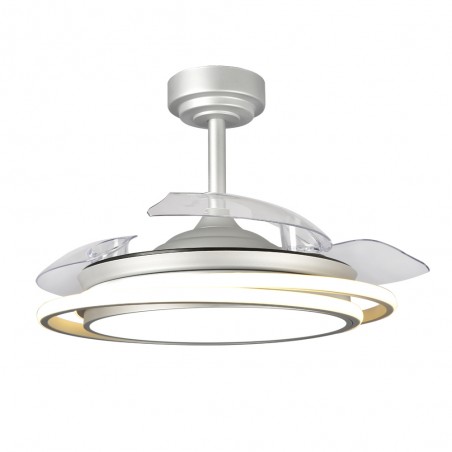 Ventilateur LED avec pales pliantes Antila Argent CCT Dim (60W)