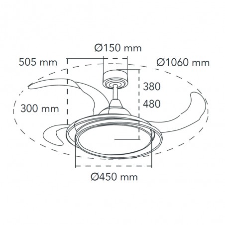 Ventilateur LED pales repliables Antila RGB CCT (65W)