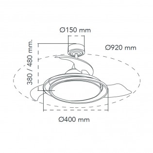 Ventilateur LED pales repliables Antila Mini RGB CCT (45W)