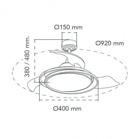 Ventilateur LED pales repliables Antila Mini RGB CCT (45W)