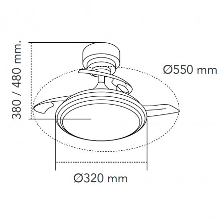 Ventilateur LED pales repliables Antila Mini XS CCT (35W)