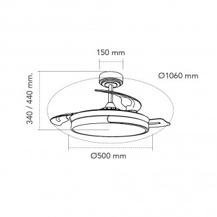 Ventilateur LED pales pliantes Movic CCT Dim (72W)