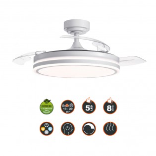 Ventilateur LED pales pliantes Moss CCT Dim (72W)