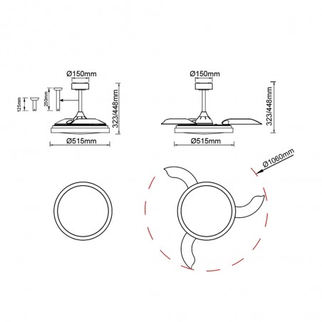 Ventilador LED aspas desplegables Mistral CCT Dim (50W)