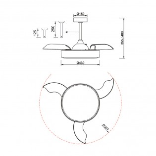 Ventilador LED aspas desplegables Alaska Mini CCT Dim (45W)