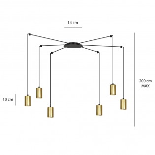 Lampe de plafond Finder Or (6 lumieres)