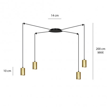 Lampe de plafond Finder Or (4 lumieres)