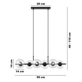 Lampe de suspension Armaro Transparent (6 lumieres)