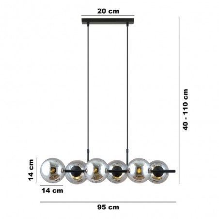 Lampe de suspension Armaro Graphite (6 lumieres)
