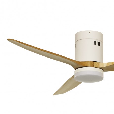 Ventilateur de plafond LED Won Blanc+Bois CCT (15W)