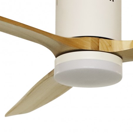 Ventilateur de plafond LED Won Blanc+Bois CCT (15W)