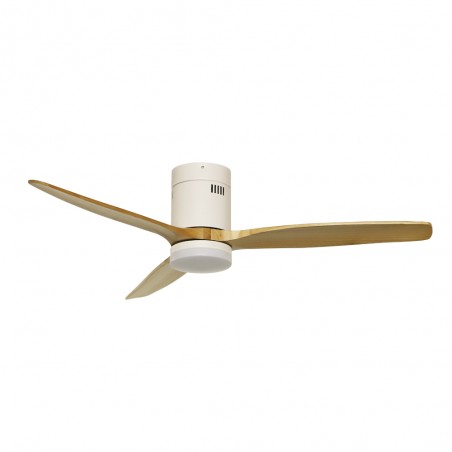 Ventilateur de plafond LED Won Blanc+Bois CCT (15W)