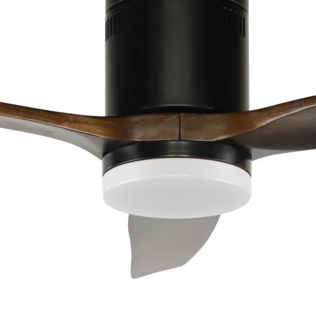 Ventilateur de plafond LED Won Noir+Bois CCT (15W)