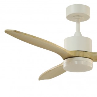 Ventilateur de plafond LED Nare Blanc+Bois CCT (22W)
