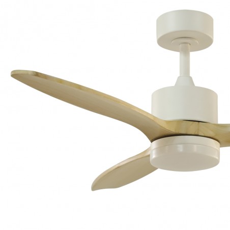 Ventilateur de plafond LED Nare Blanc+Bois CCT (22W)