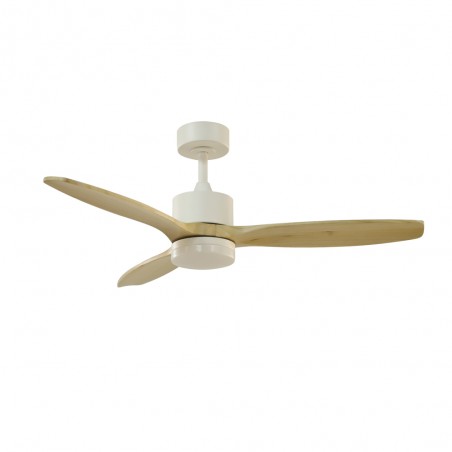Ventilateur de plafond LED Nare Blanc+Bois CCT (22W)