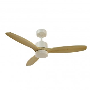 Ventilateur de plafond LED Nare Blanc+Bois CCT (22W)