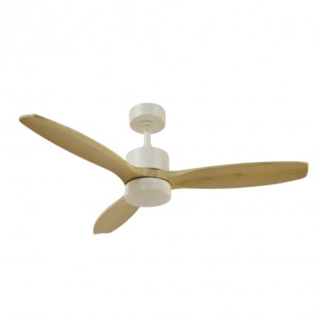 Ventilateur de plafond LED Nare Blanc+Bois CCT (22W)