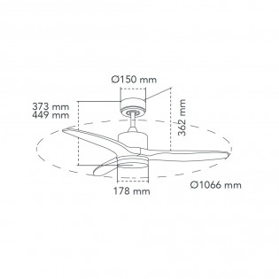 Ventilateur de plafond LED Nare Blanc+Bois CCT (22W)