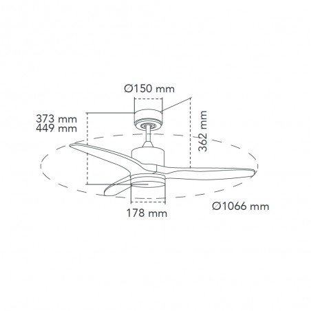 Ventilateur de plafond LED Nare Blanc+Bois CCT (22W)
