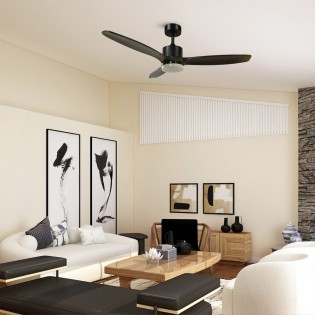 Ventilateur de plafond LED Nare Noir+Bois CCT (22W)
