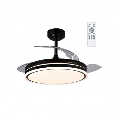 Ventilateur LED pales rétractables Perla Noir CCT Dim (72W)