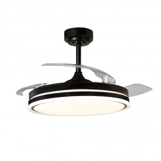 Ventilateur LED pales rétractables Perla Noir CCT Dim (72W)