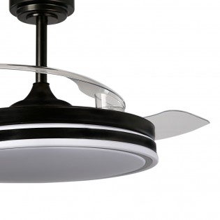 Ventilateur LED pales rétractables Perla Noir CCT Dim (72W)