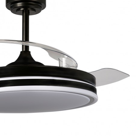 Ventilateur LED pales rétractables Perla Noir CCT Dim (72W)