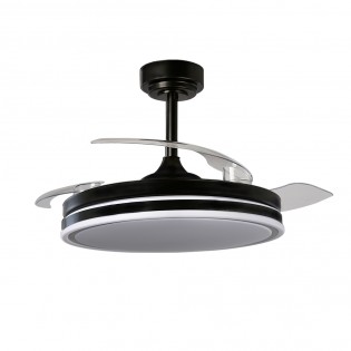 Ventilateur LED pales rétractables Perla Noir CCT Dim (72W)
