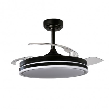 Ventilateur LED pales rétractables Perla Noir CCT Dim (72W)