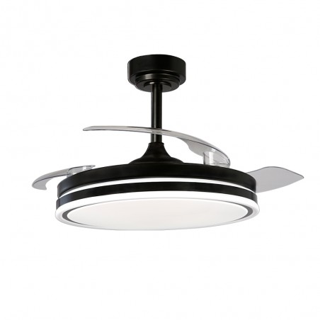 Ventilateur LED pales rétractables Perla Noir CCT Dim (72W)