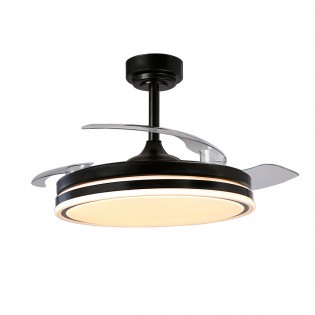 Ventilateur LED pales rétractables Perla Noir CCT Dim (72W)