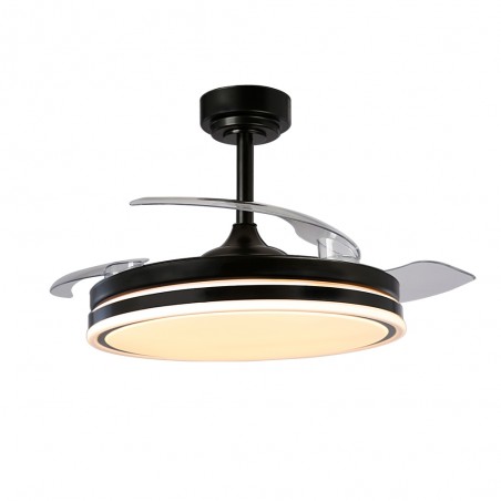 Ventilateur LED pales rétractables Perla Noir CCT Dim (72W)