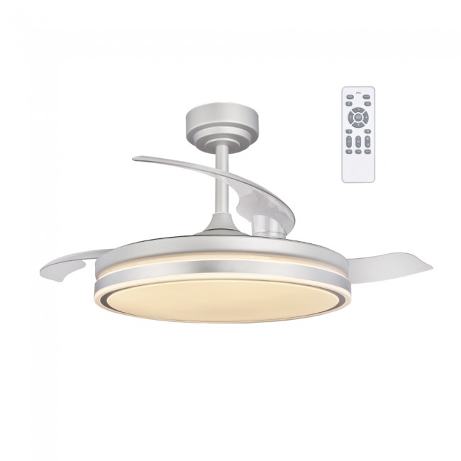 Ventilateur LED pales rétractables Perla Gris CCT Dim (72W)