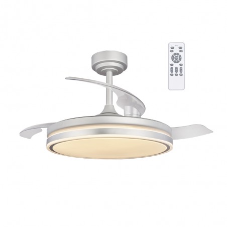 Ventilateur LED pales rétractables Perla Gris CCT Dim (72W)