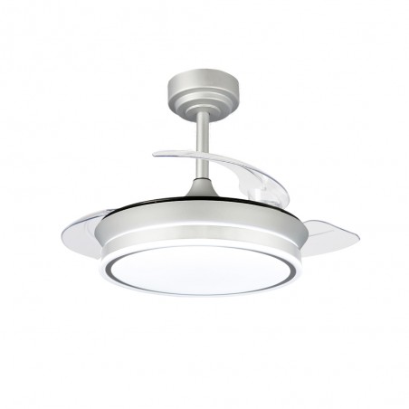 Ventilateur LED pales pliantes Perla Mini Gris CCT Dim (46W)