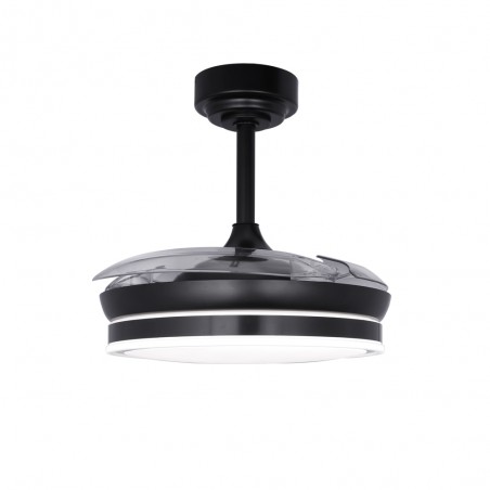 Ventilateur LED pales pliantes Perla Mini Noir CCT Dim (46W)