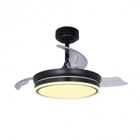 Ventilateur LED pales pliantes Perla Mini Noir CCT Dim (46W)
