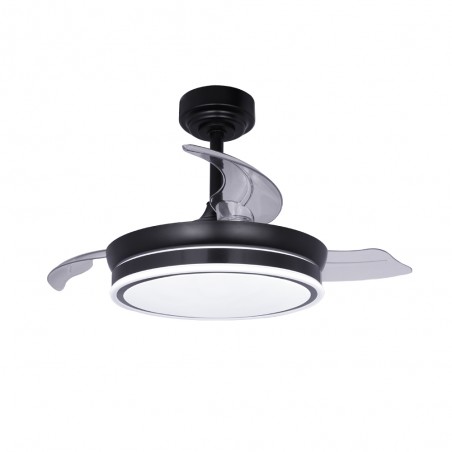 Ventilateur LED pales pliantes Perla Mini Noir CCT Dim (46W)