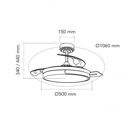 Ventilateur LED pales pliantes Nemi CCT Dim (72W)