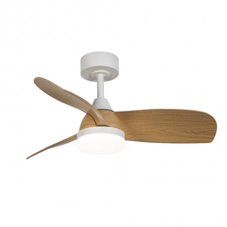 Ventilateur de plafond LED Borse Blanc+Hêtre CCT Dim (18W)