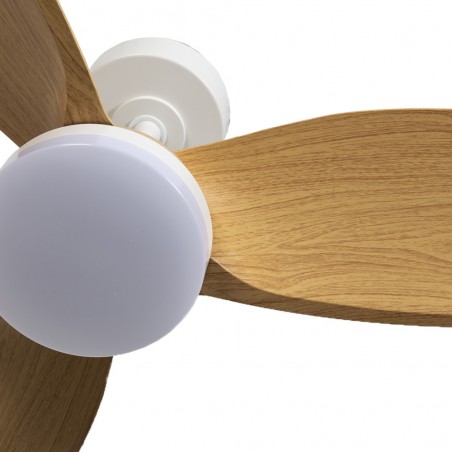Ventilateur de plafond LED Borse Blanc+Hêtre CCT Dim (18W)