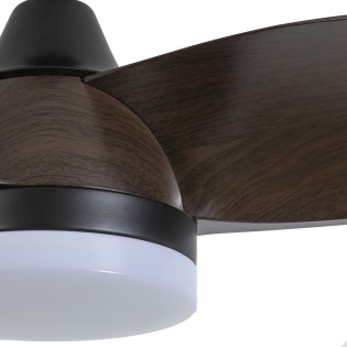 Ventilateur de plafond LED Borse Noir+Chêne CCT Dim (18W)