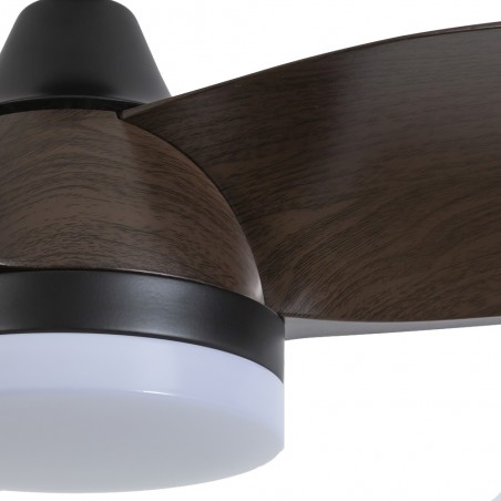 Ventilateur de plafond LED Borse Noir+Chêne CCT Dim (18W)