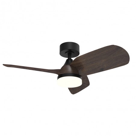 Ventilateur de plafond LED Borse Noir+Chêne CCT Dim (18W)